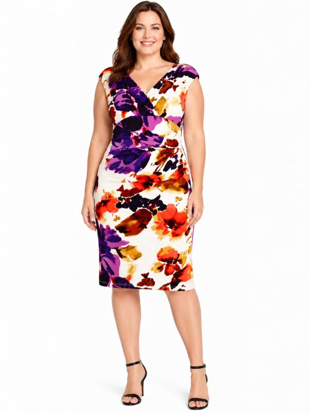 Lauren Ralph Lauren Floral Faux Wrap Sheath Dress Size 16W LIKE NEW
